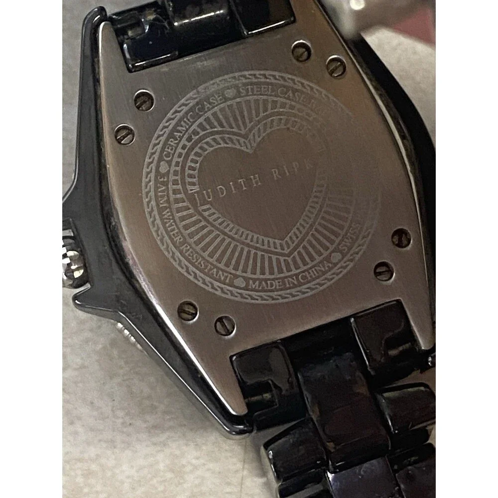 Judith Ripka Ceramic and Stainless Steel Diamonique Bracelet Watch